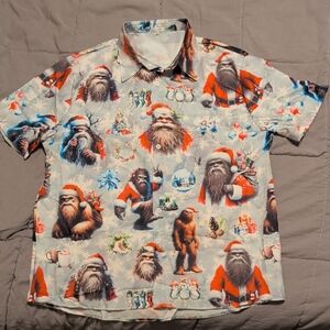 Holiday Sasquatch Print Men's Shirt